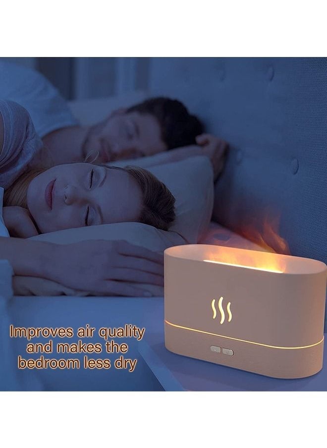 Arabest - Simulated Flame Atomized Humidifier, 180ml Aroma Diffuser with 7-color Night Light, USB Ultrasonic Atomized Aromatherapy Essential Oil Diffuser for Home/Office/Bedroom (White) - Image 1