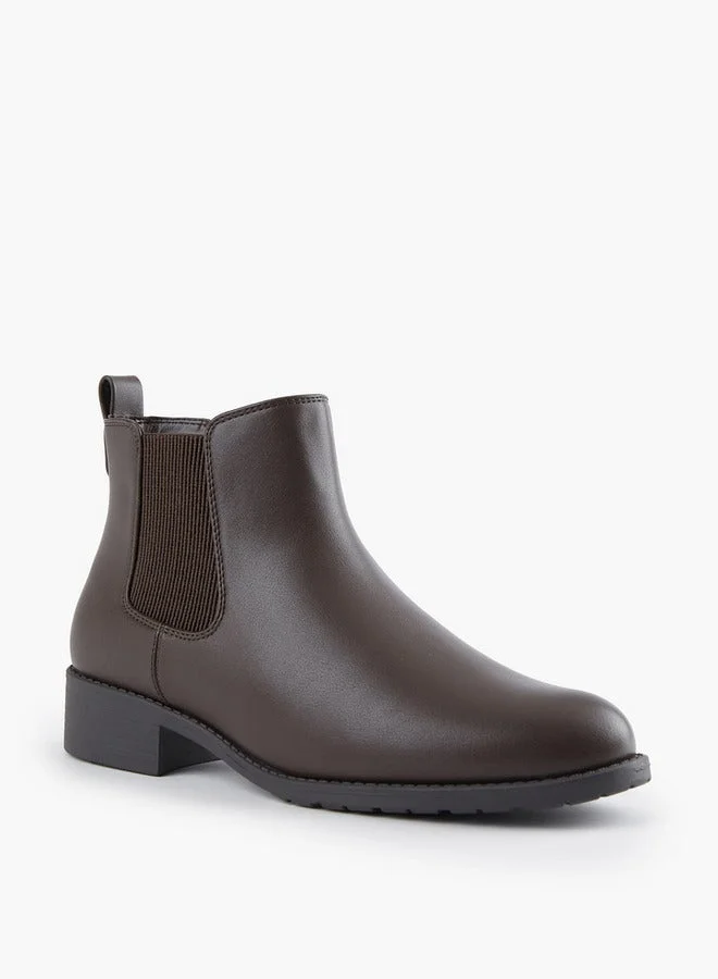 Celeste Women's Solid Block Heel Chelsea Boots with Pull Tab