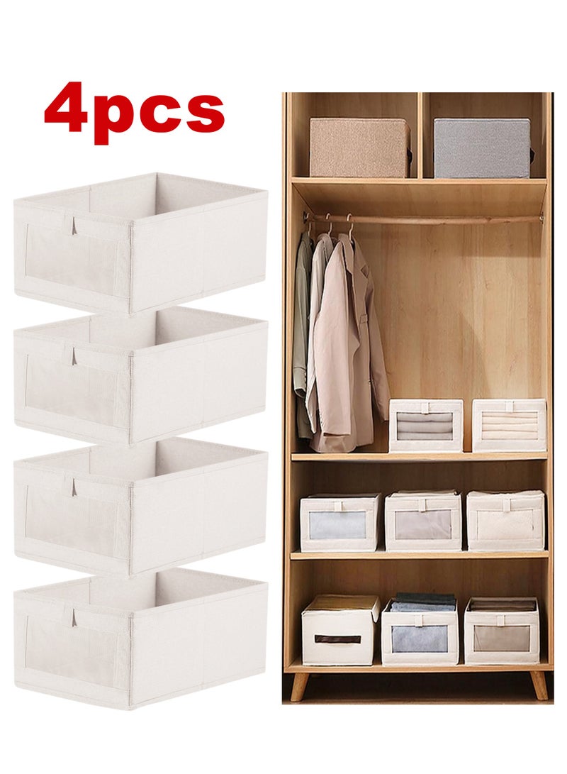 Xkimos 4 Pack Storage Boxes, Wardrobe Clothes Organizer, Large Storage Box with Transparent Window, Washable, Foldable, Can Store and Organize Clothes, Games, Books, Toys - Image 1
