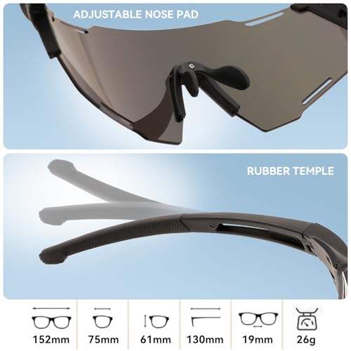 Karsaer Cycling Sport Sunglasses Mens UV400 Non-fogging Lens Goggles for Bicycle Fishing Baseball Running Cycling Golf E1386 - Image 5