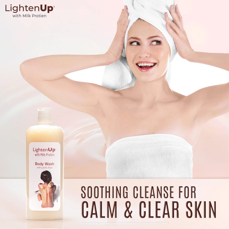 LIGHTENUP Lighten-Up LightenUp Lactic Acid Body Wash - 33.8 Fl oz / 1000 ml - Exfoliating Shower Gel, with Shea Butter and Coconut Oil, For All Skin Types - Image 2