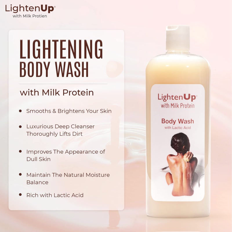 LIGHTENUP Lighten-Up LightenUp Lactic Acid Body Wash - 33.8 Fl oz / 1000 ml - Exfoliating Shower Gel, with Shea Butter and Coconut Oil, For All Skin Types - Image 5