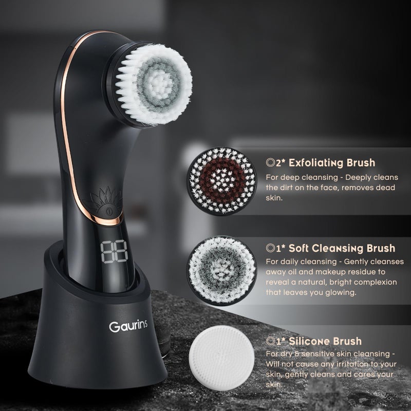 Facial Cleansing Brush Face Scrubber Exfoliator Rechargeable IPX7 Waterproof Electric Spin Cleanser Device for Exfoliating, Massaging and Deep Cleansing Removing Blackhead, Face Massaging - Image 3