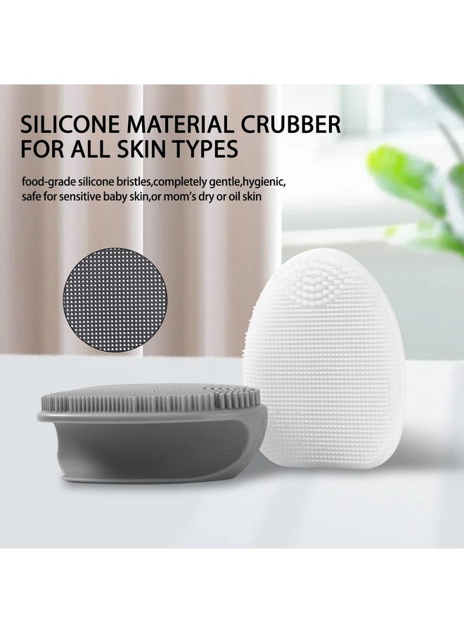 REVEX Silicone Face Scrubbersoft Silicone Facial Cleansing Brush Wash Sponge Massage Pore Blackhead Removing Exfoliating Scrub For Sensitive Greasy Dry And All Kinds Of Skin (White+Gray) - Image 3