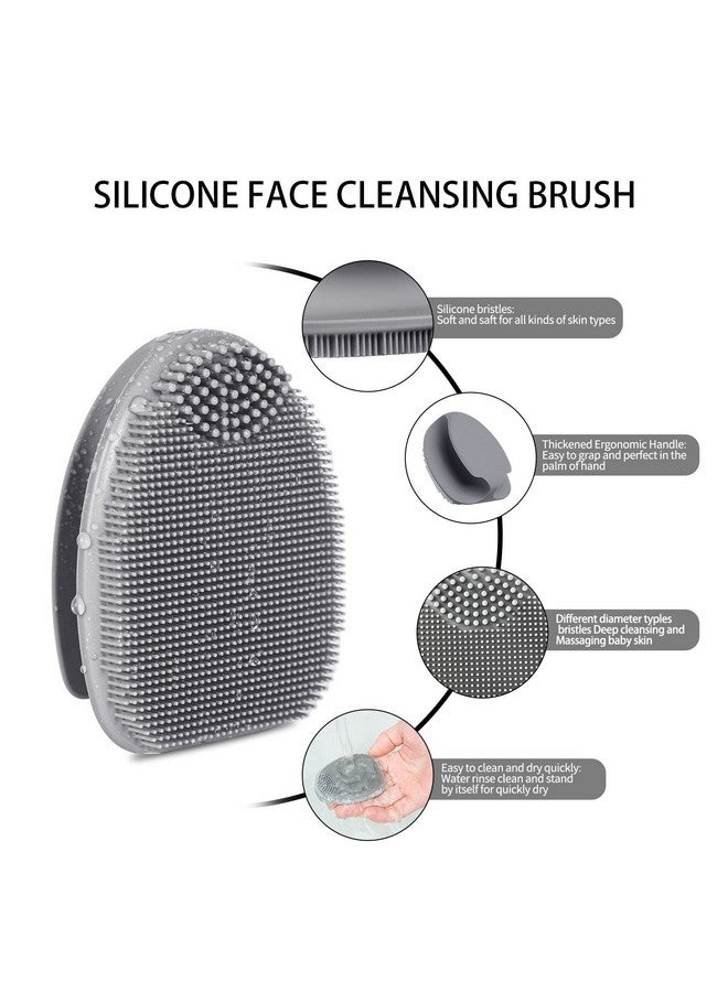 REVEX Silicone Face Scrubbersoft Silicone Facial Cleansing Brush Wash Sponge Massage Pore Blackhead Removing Exfoliating Scrub For Sensitive Greasy Dry And All Kinds Of Skin (White+Gray) - Image 2