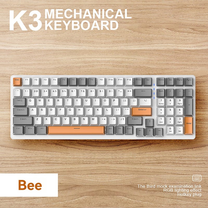 K3 Mechanical Keyboard 100 Keys Customised Gaming Office Gaming Computer Keyboard Full key punchless Multiple light effects Personalised keycaps Wired Keyboard - Image 2