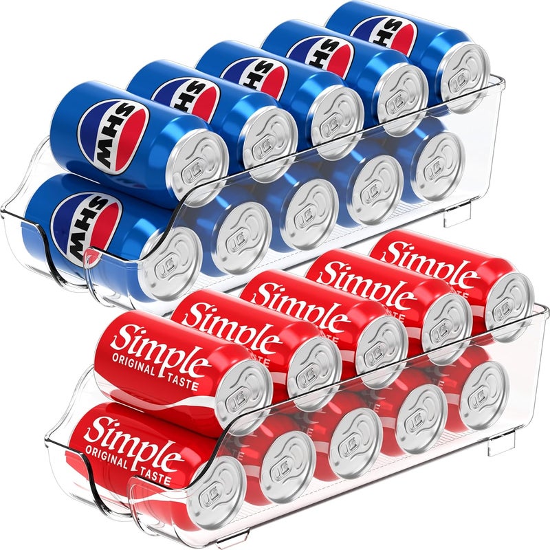 Simple Houseware SimpleHouseware Soda Can Organiser for Pantry/Refrigerator, Clear, Set of 2, CO-12A-2 - Image 1