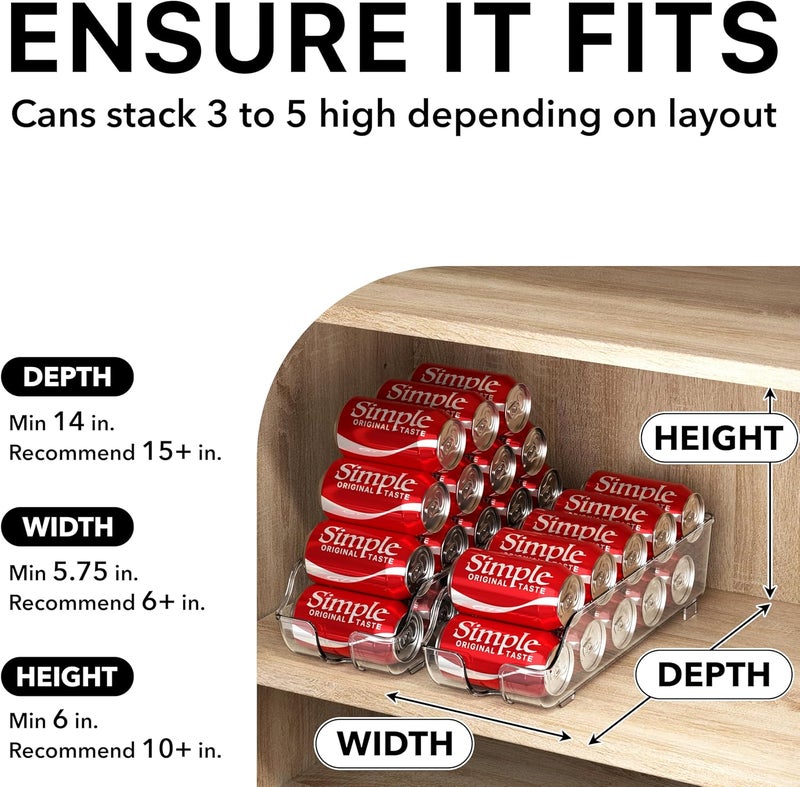 Simple Houseware SimpleHouseware Soda Can Organiser for Pantry/Refrigerator, Clear, Set of 2, CO-12A-2 - Image 4