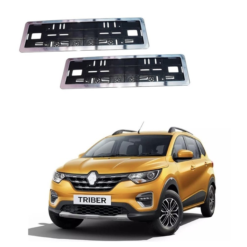 WheelCore Number Plate Frame with Chrome Suitable for Renault Triber (2019-Present) - set of 2pcs - Image 1