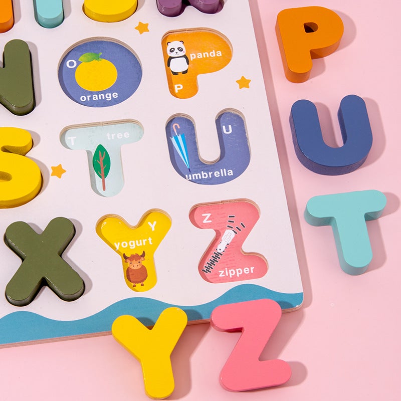 Wooden Alphanumeric Matching Puzzle Early Education Educational Building Blocks Toys Wooden Assembly And Splicing Puzzles - Image 5