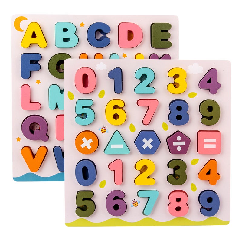 Wooden Alphanumeric Matching Puzzle Early Education Educational Building Blocks Toys Wooden Assembly And Splicing Puzzles - Image 2