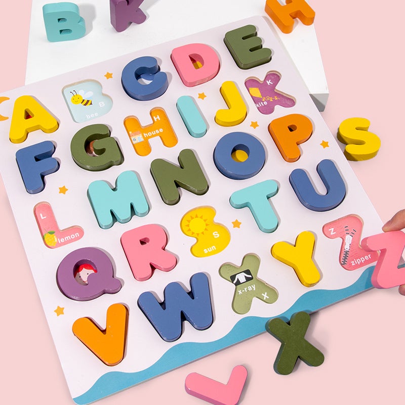 Wooden Alphanumeric Matching Puzzle Early Education Educational Building Blocks Toys Wooden Assembly And Splicing Puzzles - Image 3