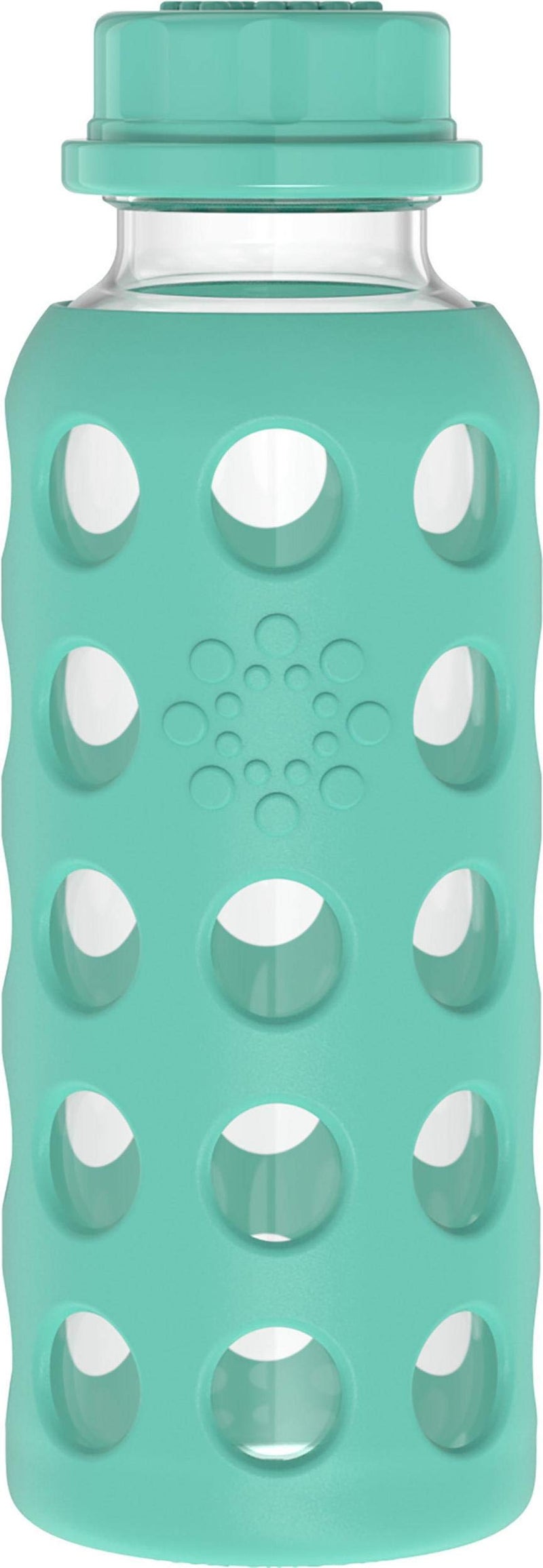 Lifefactory 9Ounce Glass Water Bottle with Flat Cap and Silicone Sleeve Kale