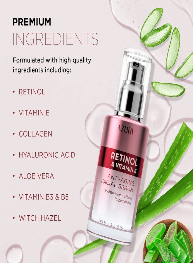 Azure Cosmetics Retinol Serum For Face - Dermatologist Tested, Anti Aging for Dark Spots & Skin Smoothing - Vitamin E for Replenishing & Skin Renewal - Vegan, Clean Beauty, Korean Skin Care - 1.69 oz - Image 2