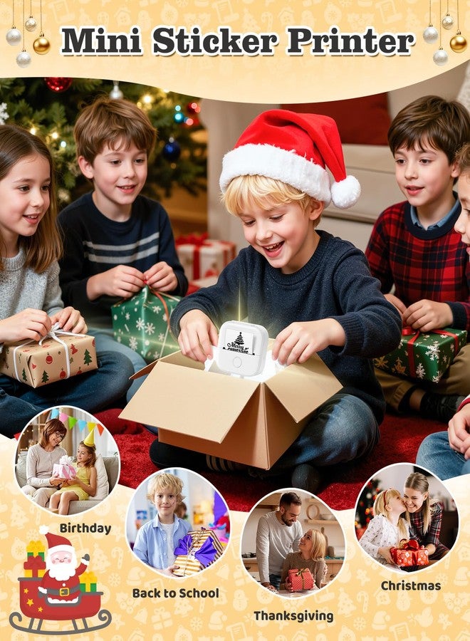 Memoking طابعة ملصقات صغيرة محمولة من ميموكينج T02، طابعة جيبية مع 3 لفات ورق، طابعة صور بلوتوث لأعياد ميلاد الأطفال، متوافقة مع الهواتف والأجهزة اللوحية، لون أبيض - Image 3