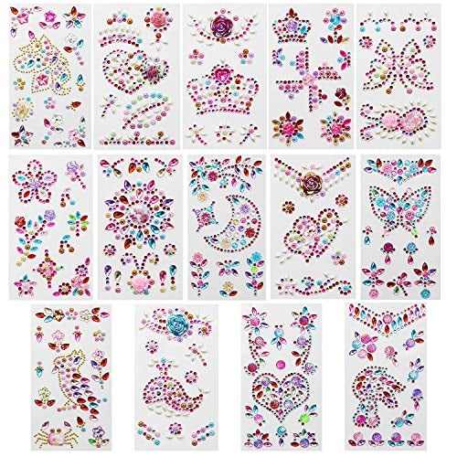 Ourart 14 Sheets Rhinestones Stickers, Self-Adhesive Craft Jewels and Gems Sticker for DIY Crafts, Scrapbook, Multicolor - Image 1