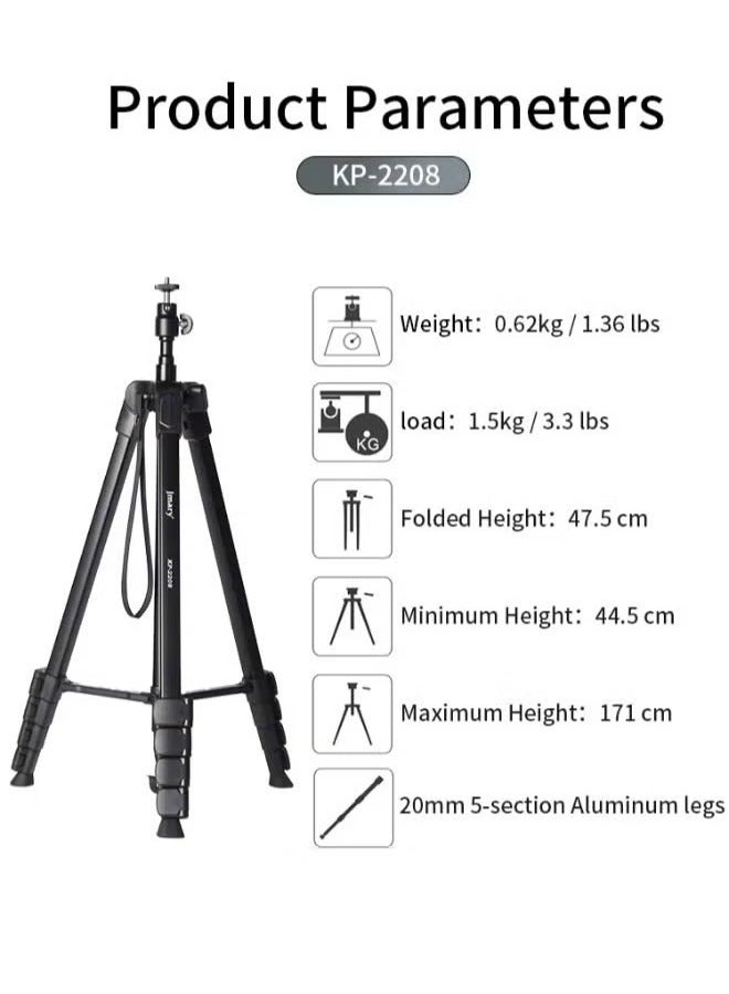 Jmary KP-2208 Multifunctional Tripod + Monopod For Mobile And Ring Light - Image 4