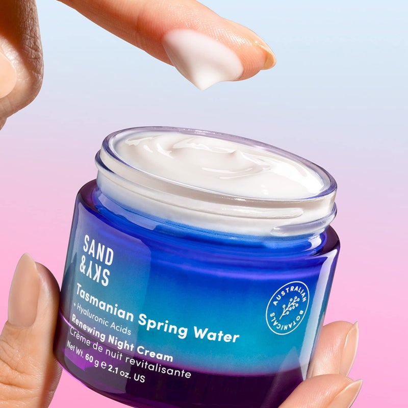 Sand & Sky Tasmanian Spring Water Deep Hydration Night Cream with 3x Hyaluronic Acid - Anti-Aging Repair Cream for Wrinkles, Boosts Collagen Production - Image 2
