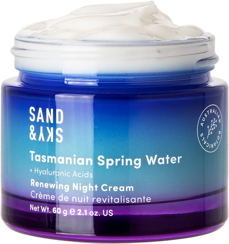 Sand & Sky Tasmanian Spring Water Deep Hydration Night Cream with 3x Hyaluronic Acid - Anti-Aging Repair Cream for Wrinkles, Boosts Collagen Production - Image 1
