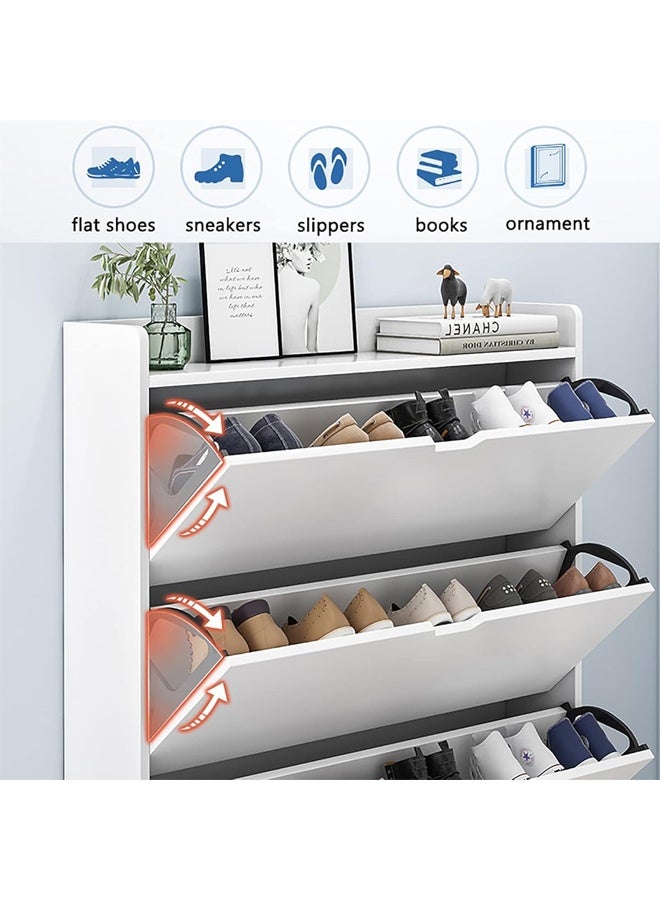 NKX Three Tier Shoe Rack Organizer Storage Foldable Closet with Doors for Living Room - Image 2