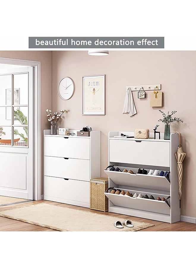 NKX Three Tier Shoe Rack Organizer Storage Foldable Closet with Doors for Living Room - Image 3