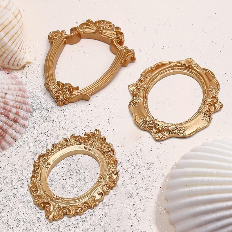 UOIENRT 5PCS Vintage Resin Picture Frame, Oval Rectangle Wall Hanging Antique Photo for Jewelry Display Holiday Party  Hotel Decor - Image 5