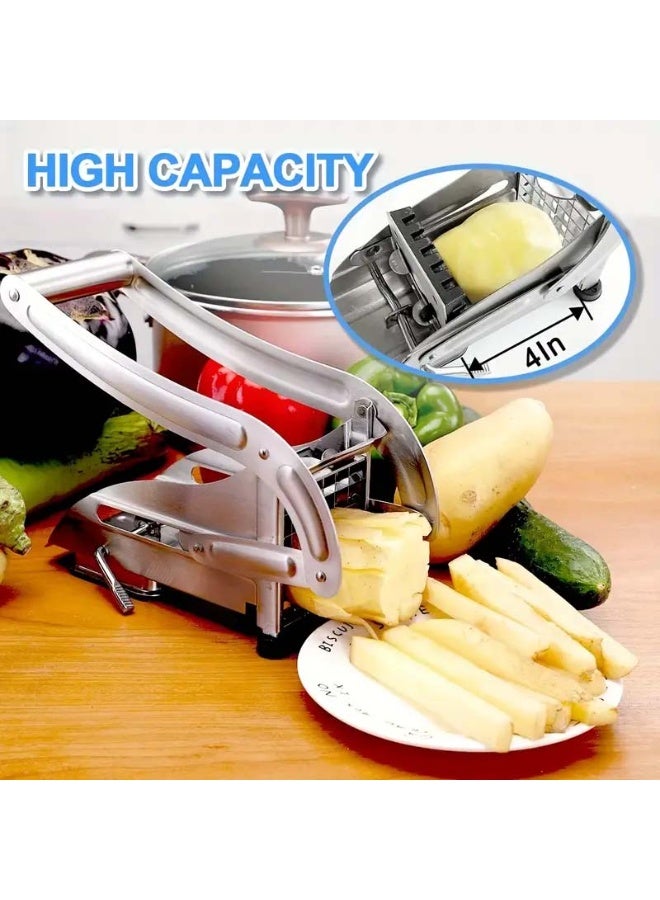 بيوينتي قطاعة البطاطس المصنوعة من الفولاذ المقاوم للصدأ - قطاعة خضروات للاستخدام المنزلي مع قاعدة شفط - قطاعة قوية للبطاطس والجزر والخيار - مثالية لتقطيع البصل والاستخدام في المطبخ - Image 2