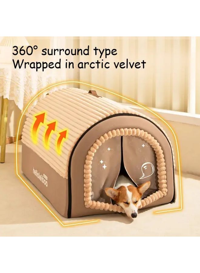 Coffee Color Cat House Removable Washable Winter Warm Pet Shelter - Image 4
