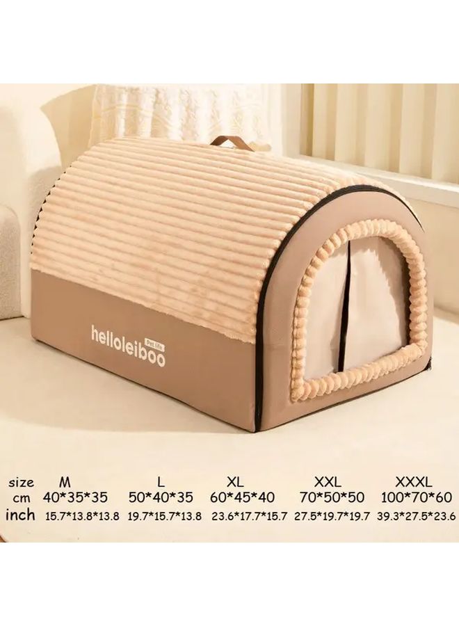 Coffee Color Cat House Removable Washable Winter Warm Pet Shelter - Image 1