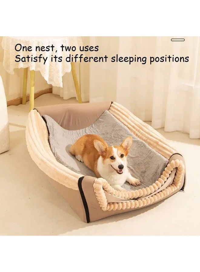 Coffee Color Cat House Removable Washable Winter Warm Pet Shelter - Image 3