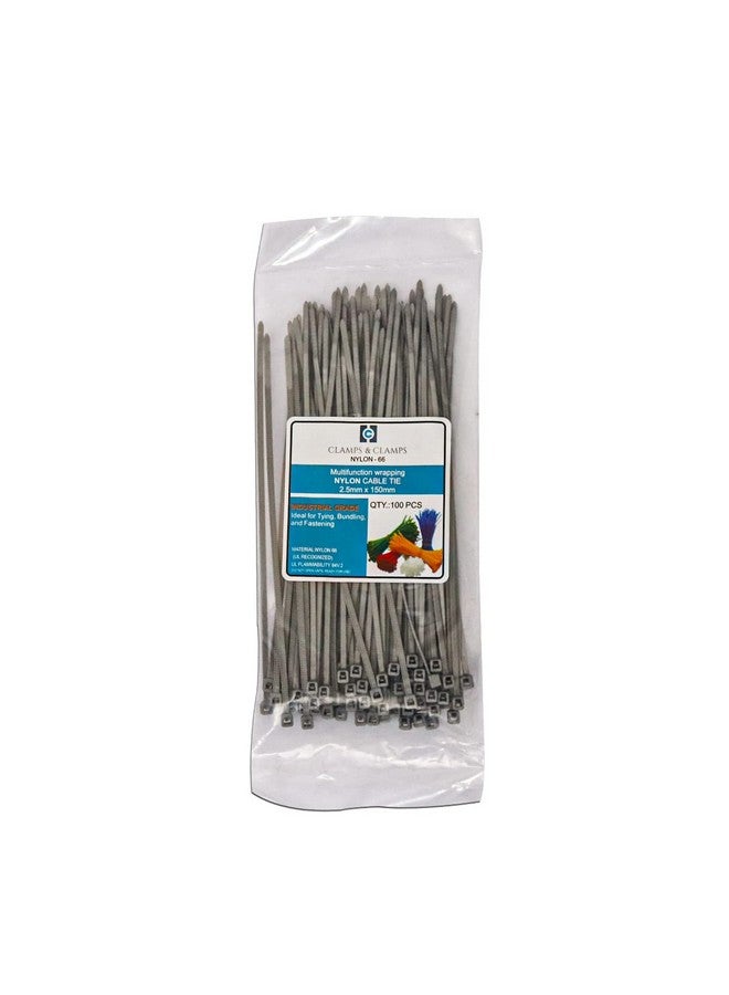 Electronicspices Electronic Spices Grey Cable Zip Ties,66 Nylon Self Locking Wire Zip Ties (2.5X150mm) 100 Pieces (GREY) - Image 4