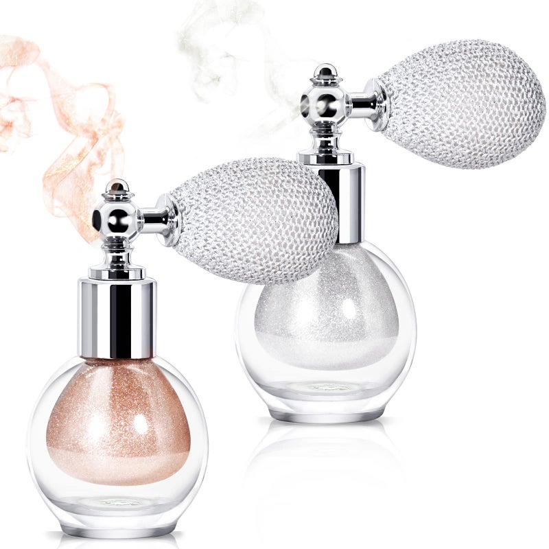 NewBang 2Pcs Highlighter Powder Spray,Glitter High Gloss Powder,Shimmer Sparkle Powder Makeup Spray, for Face Body Cosmetic - Image 1