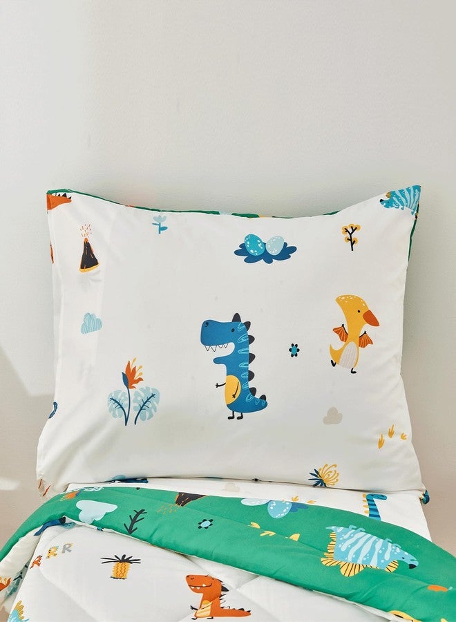 beeweed 4 Pieces Dinosaur Toddler Bedding Set Boys Girls, 2 Sides Design Bed in a Bag Comforter Set, Includes 1 Comforter, 1 Fitted Sheet, 1 Flat Sheet and 1 Reversible Pillowcase - Image 2