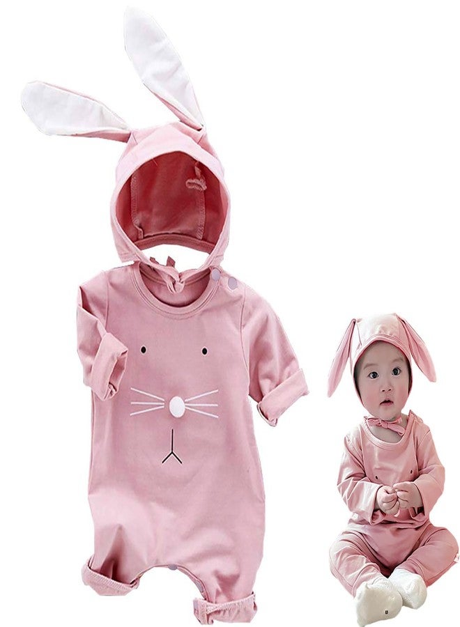 Fairy Baby Newborn Baby Easter Outfits Pink Bunny Romper Boys Girls Onesie Bodysuit Jumpsuit Rabbit Hat Clothes Set 6-12M - Image 1