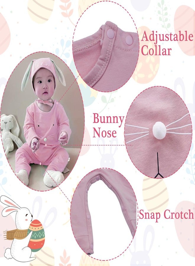 Fairy Baby Newborn Baby Easter Outfits Pink Bunny Romper Boys Girls Onesie Bodysuit Jumpsuit Rabbit Hat Clothes Set 6-12M - Image 2