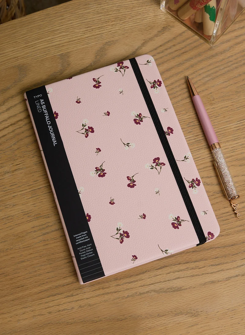 Typo A5 Pink Floral Journal Lined