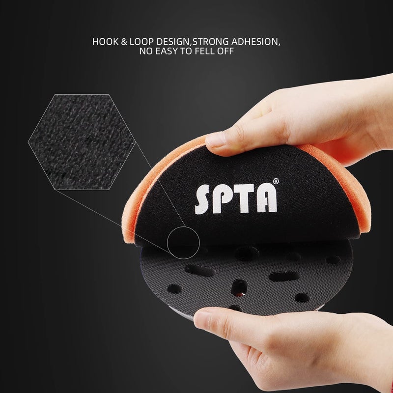 SPTA T40 Orange Medium-Cut Foam Polishing Pads, SPTA 3Pcs 6.5 Inch Face for 6 Inch 150mm Backing Plate Compound Buffing Sponge Pads for Car Buffer Polisher Compounding, Polishing and Waxing -X00224Y6O3 - Image 4