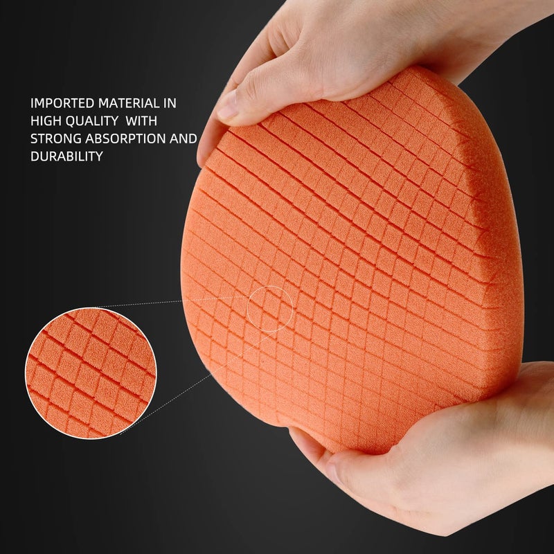 SPTA T40 Orange Medium-Cut Foam Polishing Pads, SPTA 3Pcs 6.5 Inch Face for 6 Inch 150mm Backing Plate Compound Buffing Sponge Pads for Car Buffer Polisher Compounding, Polishing and Waxing -X00224Y6O3 - Image 3