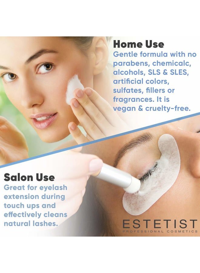 Estetist Eyelash Extension Shampoo & Brush - Gentle Aftercare Foaming Lash Cleanser Kit & Makeup Remover - For Home & Salon Use - Image 5