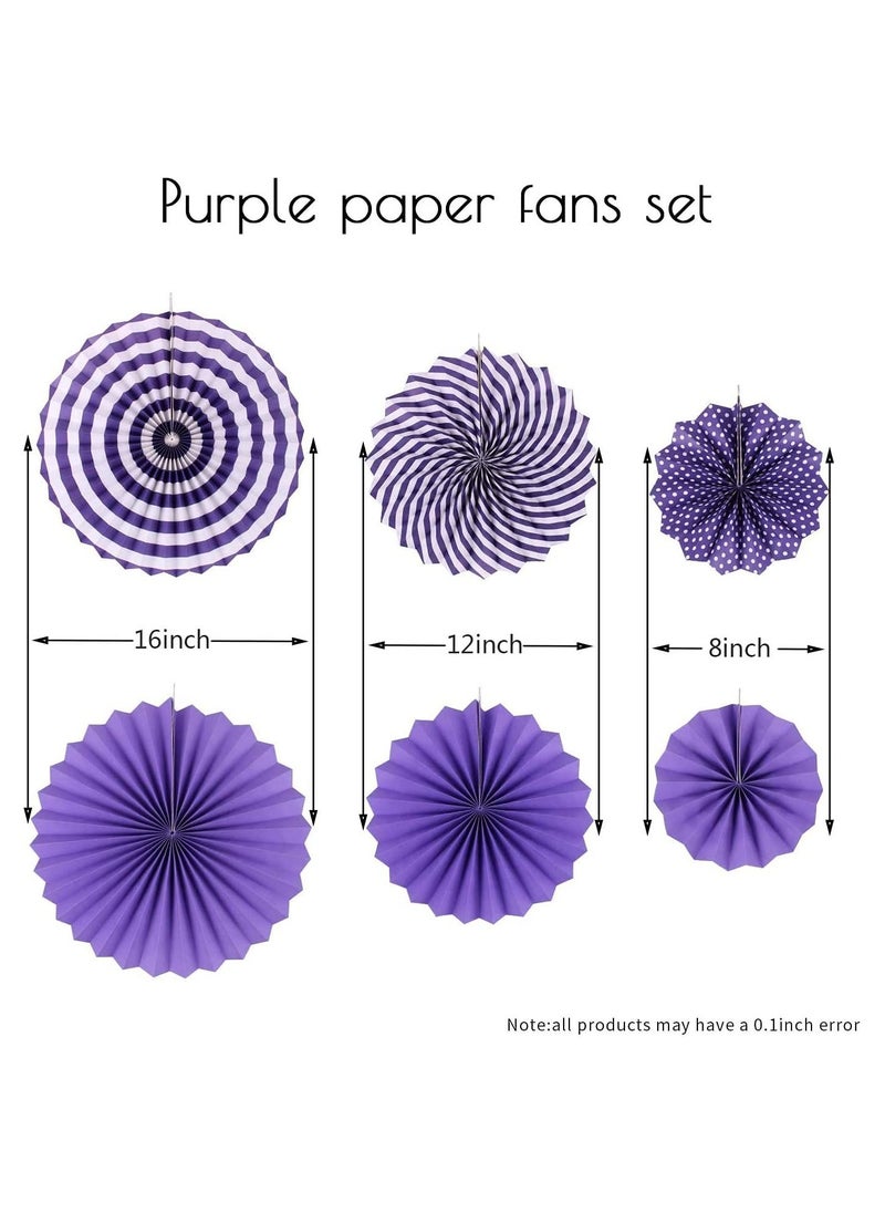 LA FIESTA Purple Paper Fan decorations for Birthday - 6 Pc  - Image 2