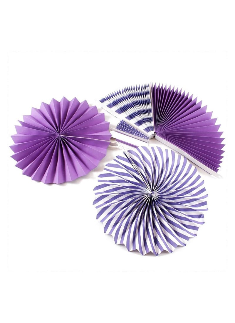 LA FIESTA Purple Paper Fan decorations for Birthday - 6 Pc  - Image 3