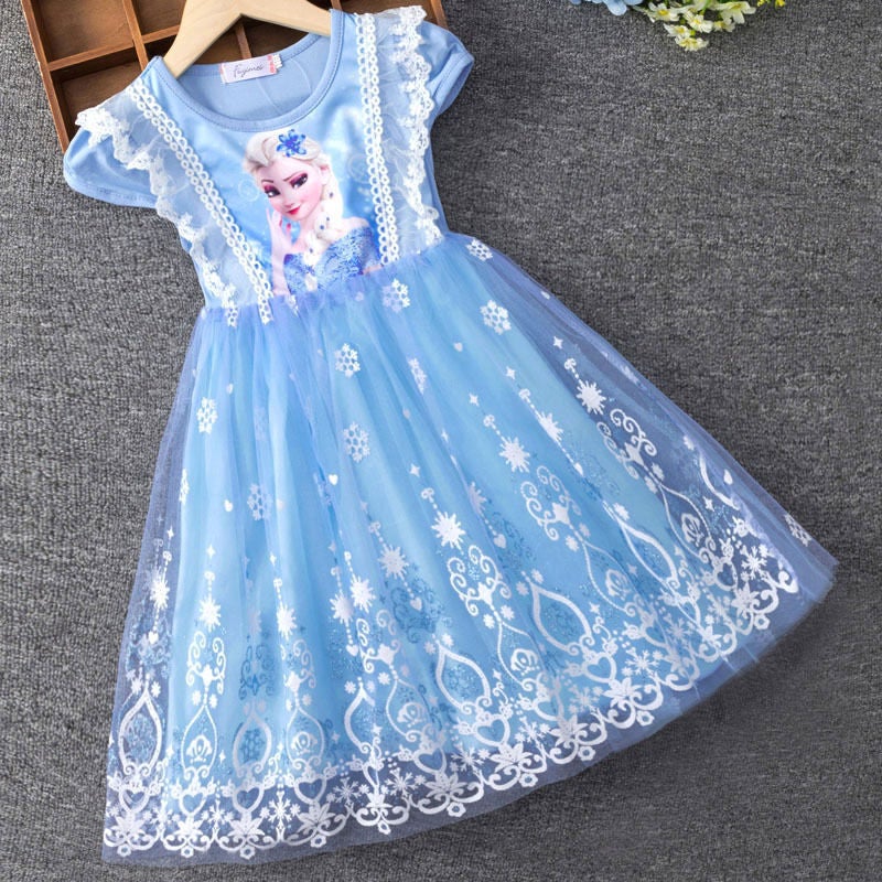 Frozen Princess Aisha Dress Girls' Short-Sleeved Dress Children'S Aisha Puff Dress - Image 1
