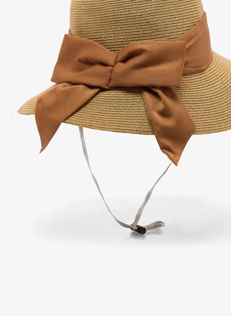 Ella Brown Rafia Bucket Straw Hat for Women | Best Price UAE
