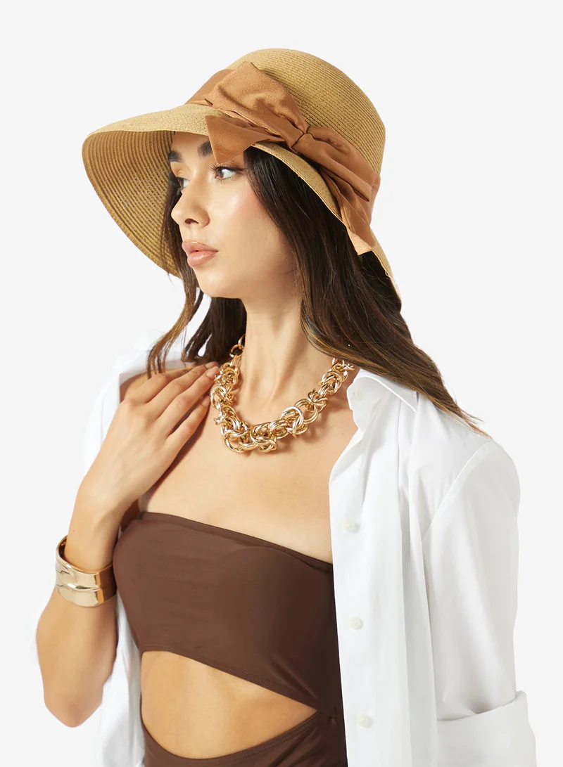 Ella Brown Rafia Bucket Straw Hat for Women | Best Price UAE