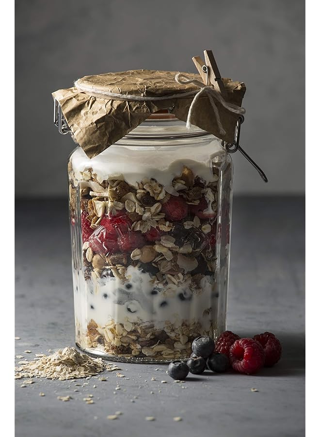 Kilner Glassware Facetted Clip Top Jar, Airtight Seal For Pickling, Preserving, And Storing, 33 1/2 Fluid Ounces - Image 3