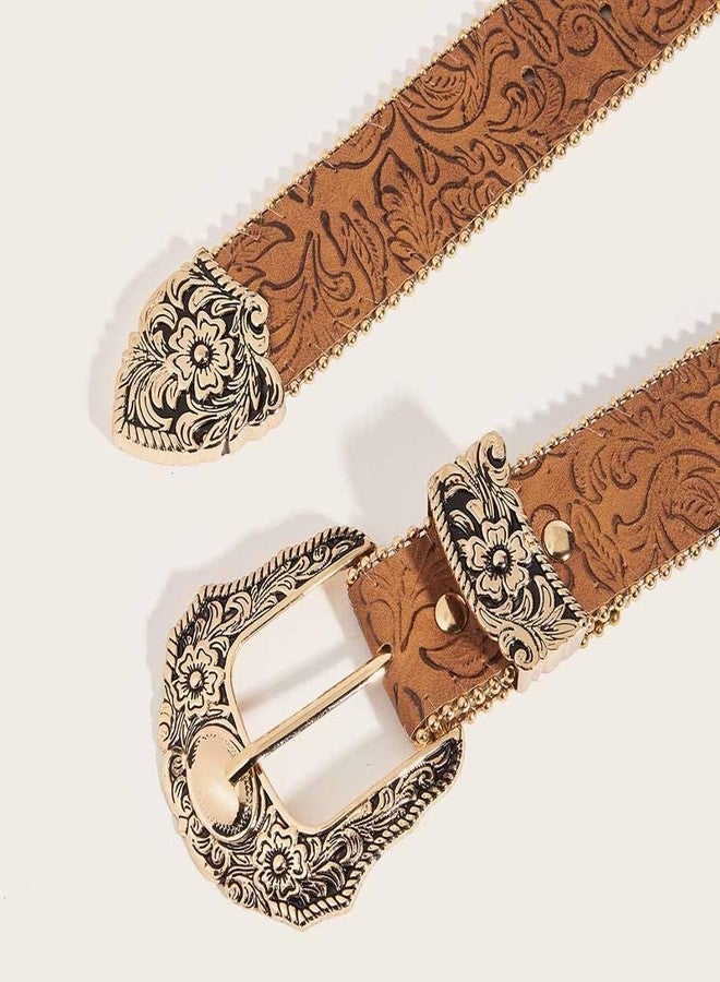 Yalice Women‘s Western Belt Brown Cowgirls Belts for Jeans Vintage Country Cowboys Buckle Belt for Men (Fits Waist Size:31''-39'') - Image 3