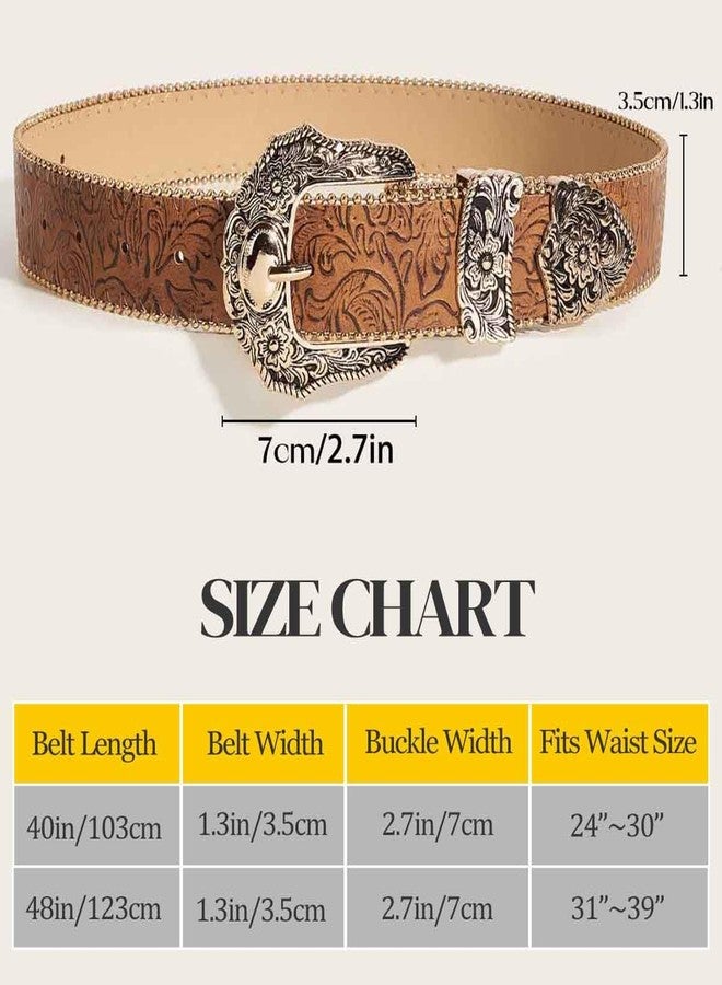 Yalice Women‘s Western Belt Brown Cowgirls Belts for Jeans Vintage Country Cowboys Buckle Belt for Men (Fits Waist Size:31''-39'') - Image 5
