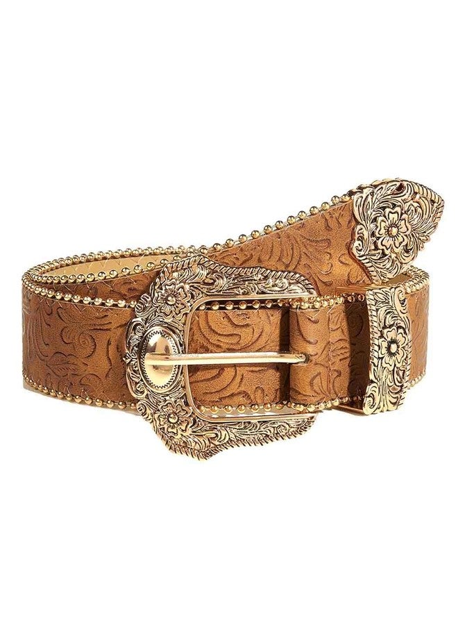 Yalice Women‘s Western Belt Brown Cowgirls Belts for Jeans Vintage Country Cowboys Buckle Belt for Men (Fits Waist Size:31''-39'') - Image 1