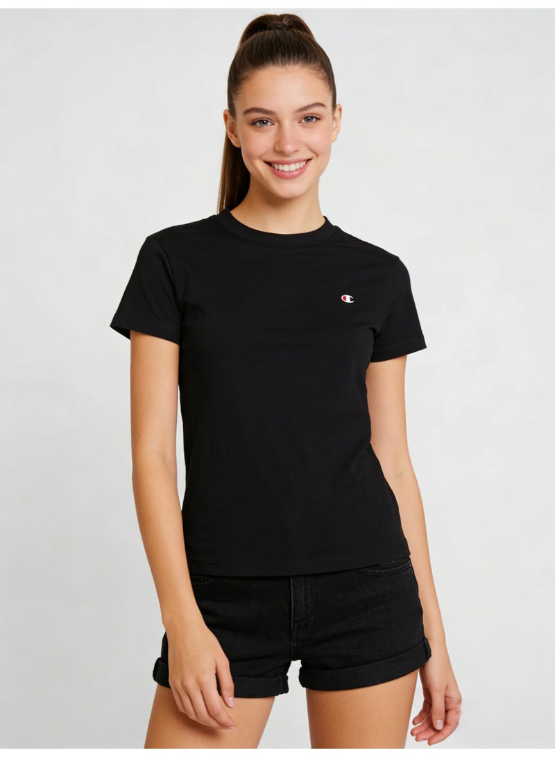 Champion Women's Classic Small Logo Crewneck Short Sleeve T-Shirt, Black - Image 3