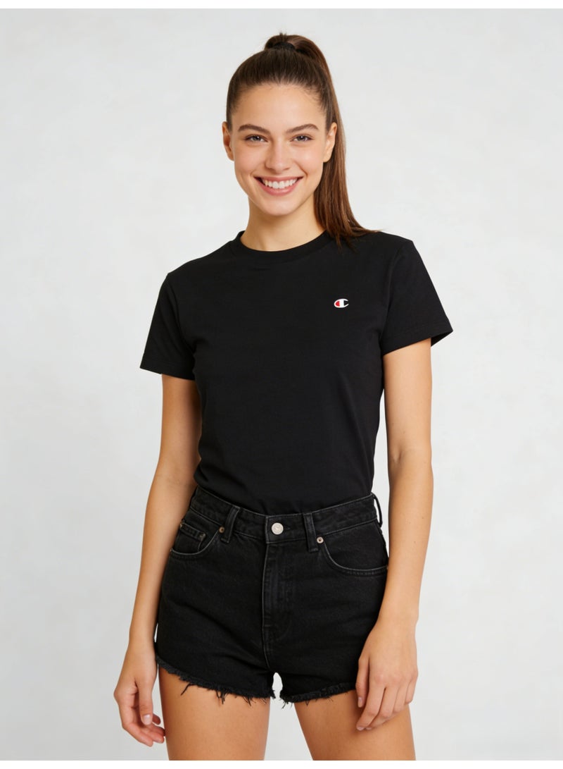 Champion Women's Classic Small Logo Crewneck Short Sleeve T-Shirt, Black - Image 5